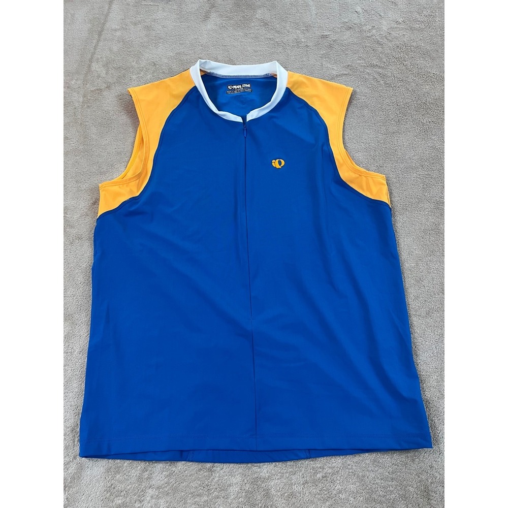 Pearl izumi Richter Race Cycling Jersey Men's XL Blue Yellow Sleeveless EUC